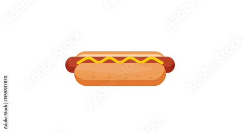 Minimalistic hotdog illustration on white backdrop suitable for food, snack or fast food theme