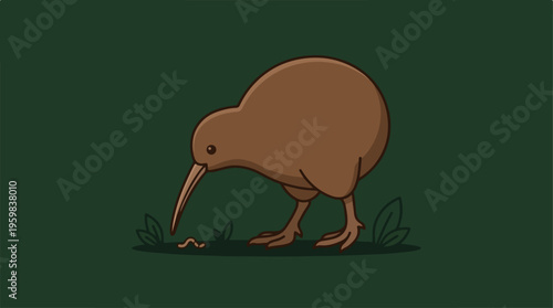 Brown Kiwi Bird Profile View.