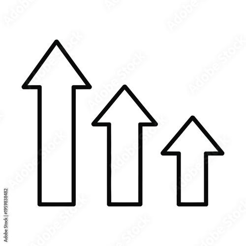 Three black arrows pointing upwards in increasing order of size