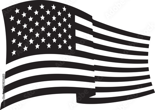 American flag waving in wind isolated on transparent background design concept for national holidays and patriotic themes