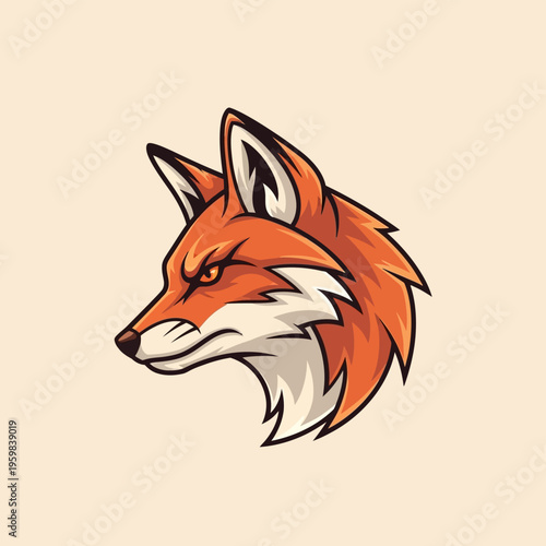 Fierce Red Fox Head Mascot Logo Illustration.