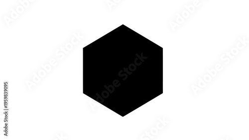 Solid black hexagon shape isolated on white background
