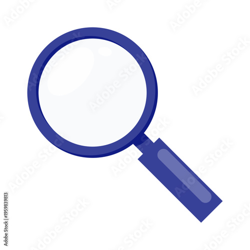 A simple blue magnifying glass with a white lens and handle, used for inspection and enlargement.