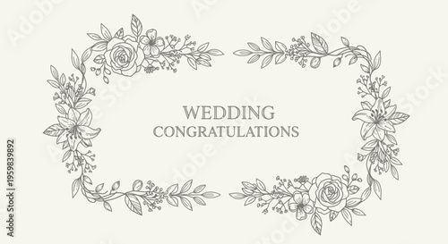 Wedding Congratulations Floral Card Design.