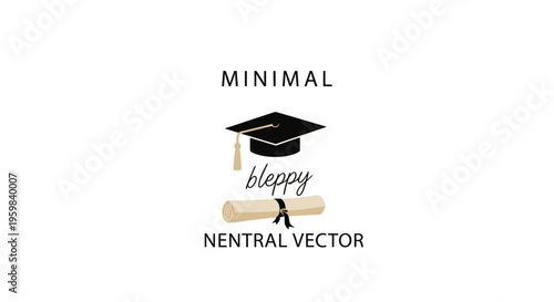 Minimal Happy Graduation Icon Vector.
