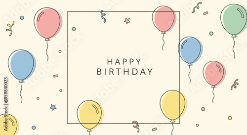 Colorful balloons for birthday celebration.