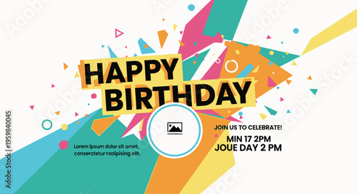 Colorful Birthday Celebration Party Invitation Card.