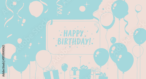 Blue balloons and birthday celebration.