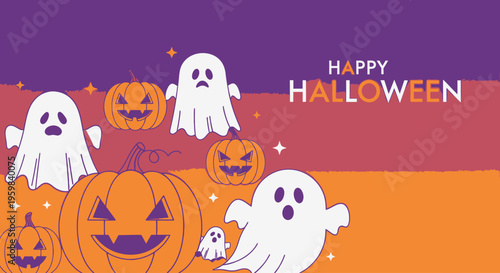 Halloween ghosts and jack o lanterns.