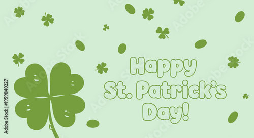 Green Four Leaf Clover Lucky Symbol.