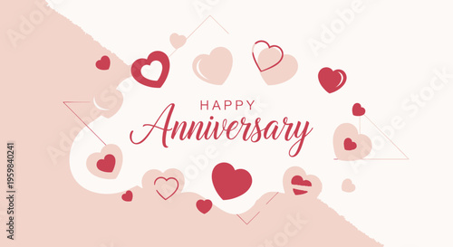 Happy Anniversary Celebration Heart Design.