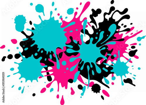 Colorful Paint Splatter Art Design.