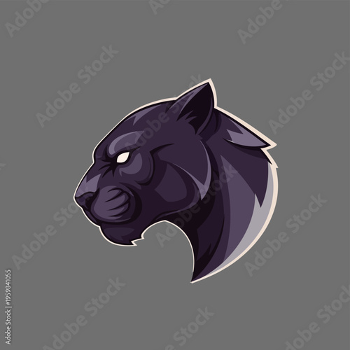 Majestic black panther head profile illustration.