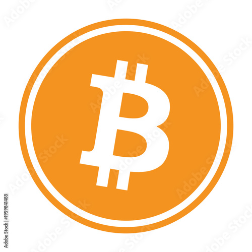 Bitcoin logo on orange background