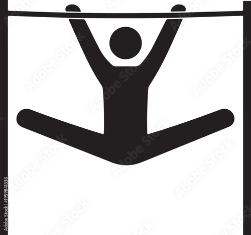 Gymnast on High Bar Performing Straddle Jump Silhouette Icon