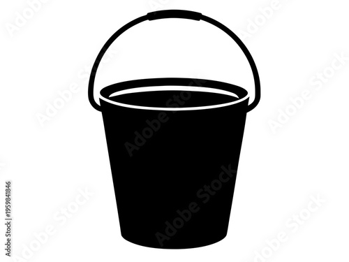 Bucket Silhouette Vector, Water Pail Bucket Silhouette