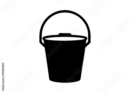 Bucket Silhouette Vector, Water Pail Bucket Silhouette