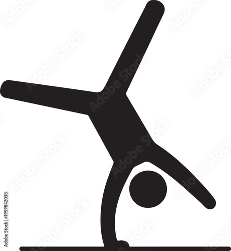 Gymnast Performing One-Handed Cartwheel Silhouette  Acrobatics Vector Icon