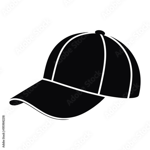 Black baseball cap with white stitching