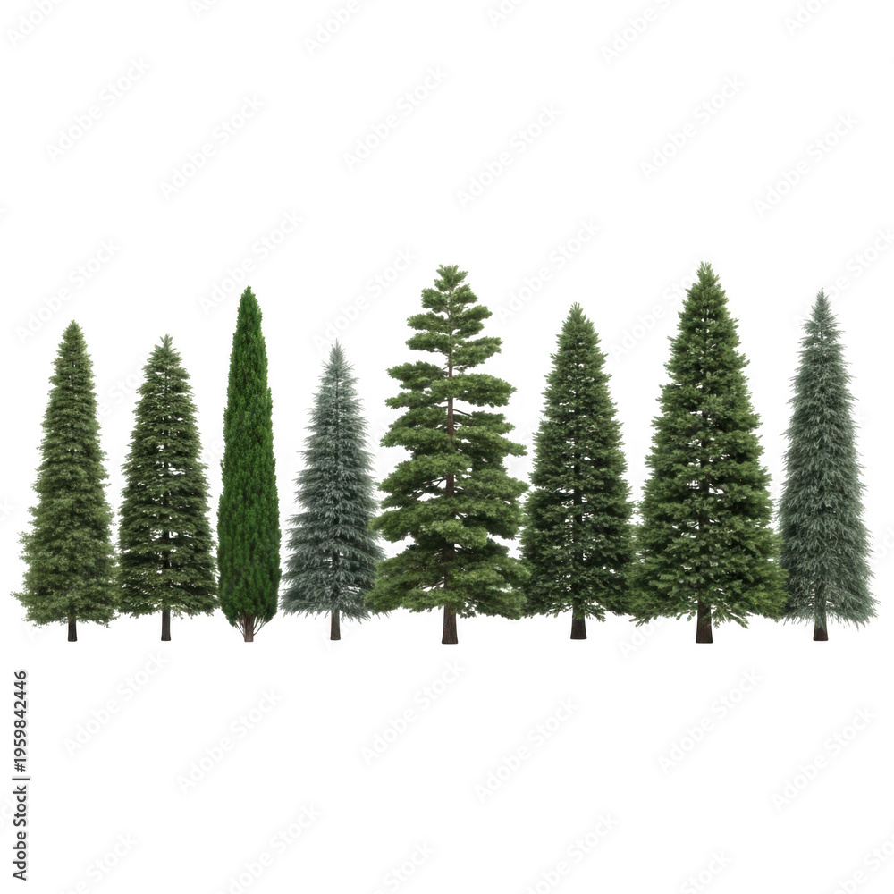 Obraz premium Forest trees collection isolated on transparent background