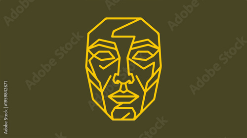 Geometric Face Line Art Portrait.