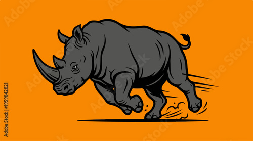 Gray Rhino Running Fast.