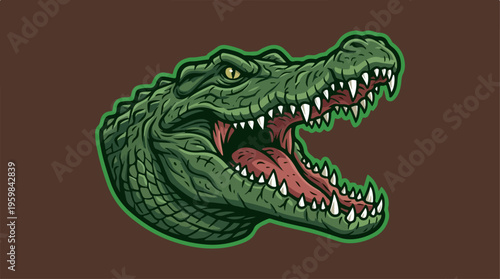 Green Alligator Head with Open Mouth.