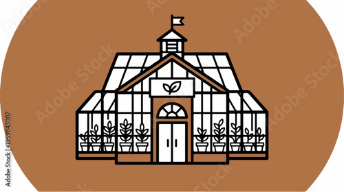 Greenhouse Building Structure Illustration.