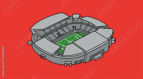 Grey Stadium Football Field Aerial.