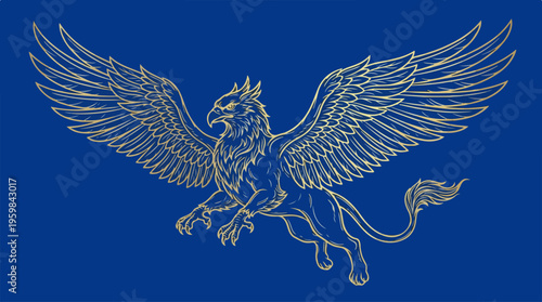 Griffin mythical creature wings spread.