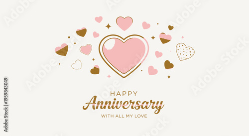 Happy Anniversary Greeting Card Design.