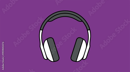 Headphones on Purple Background.