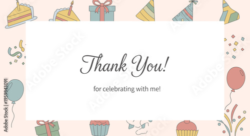 Colorful Party Celebration Thank You Card.