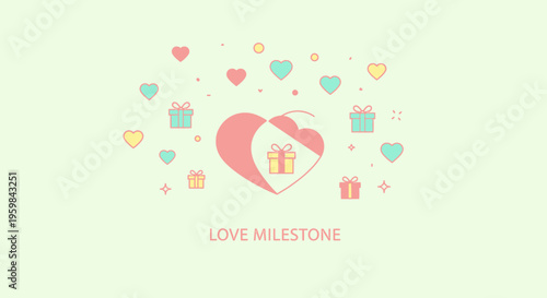 Love milestone icons heart gifts.