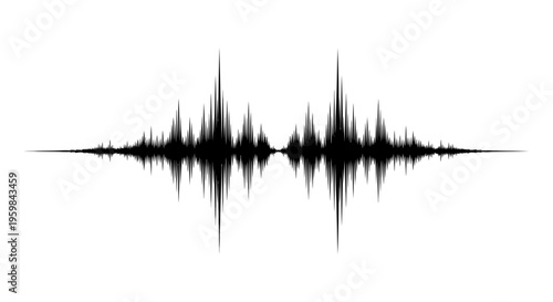 Black Sound Wave Audio Spectrum Element on an Isolated White Background