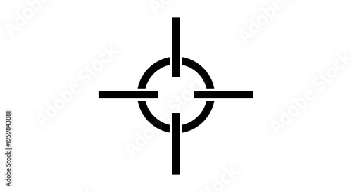 Black target crosshair symbol or aiming mark, representing accuracy and focus, on an isolated white background.