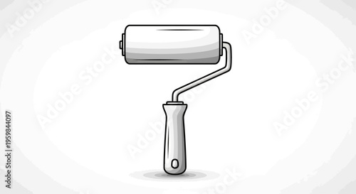Simple White Paint Roller Illustration