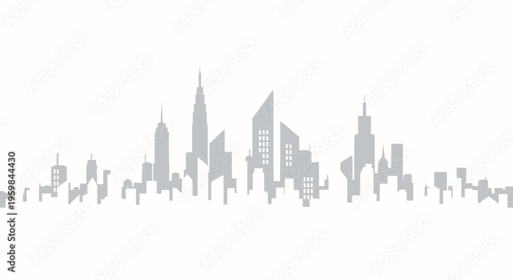 Naklejka premium Modern city skyline silhouette illustration on white background