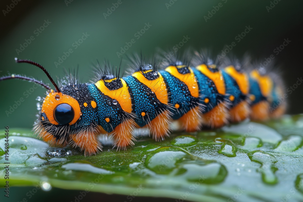 Fototapeta premium Close-up of a colorful caterpillar.