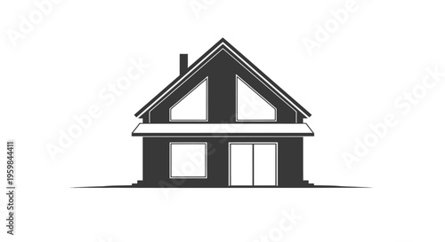 Simple modern house icon, ideal for real estate and architectural concepts.