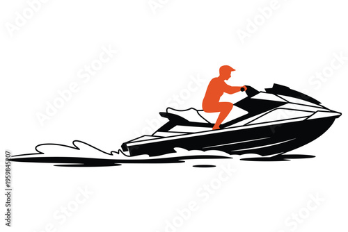 Jet Ski Rider Water Sport Illustration, water sport concept with copy space