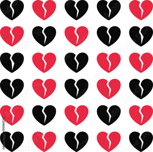 Broken Heart Sadness Seamless Pattern