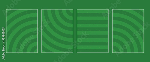 Green abstract soccer field background templates with subtle spiral patterns. Football pitch vector layout design for sports banner and poster.