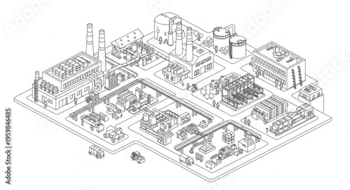 Isometric Cityscape Sketch - Detailed Urban Planning Illustration.