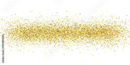 Abstract gold glitter dust particles horizontal banner isolated on a white background design