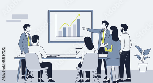 Business people discussing office presentation.