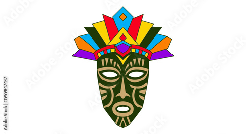 Colorful tribal mask with feathers 3.