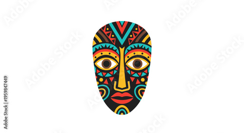 Colorful Tribal Face Mask Design 1.