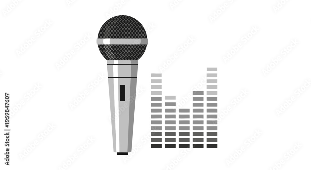 Fototapeta premium Microphone with sound wave levels rising.