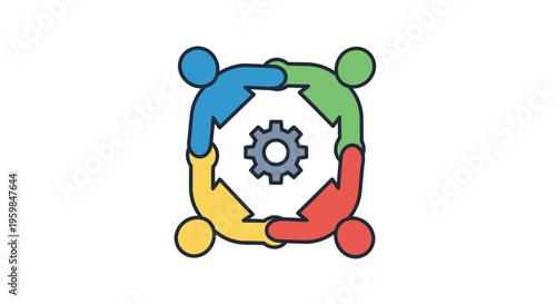 People joining hands in a circle.